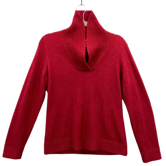 Sarah Spencer Red Lambs Wool / Rabbit Hair Blend Long Sleeves Sweater Medium - Picture 3 of 8